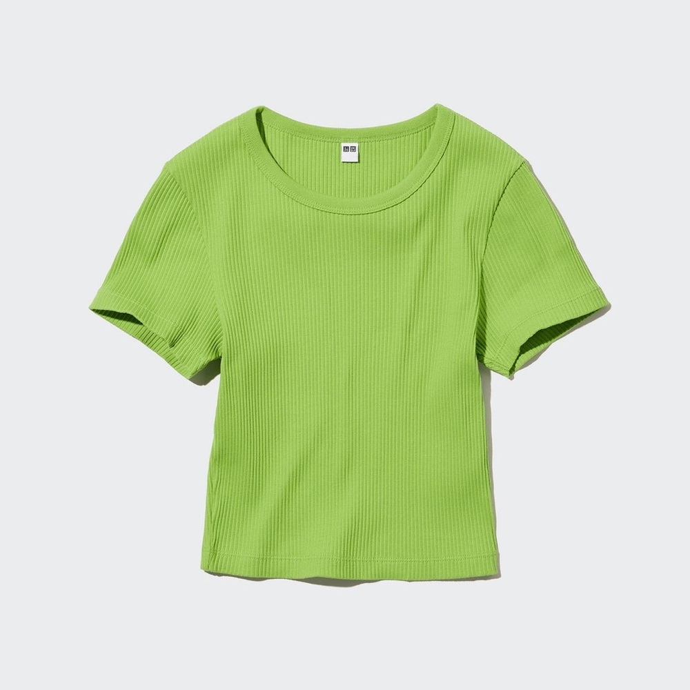 Uniqlo Ribbed Crew Neck Short Sleeve Crop TShirt